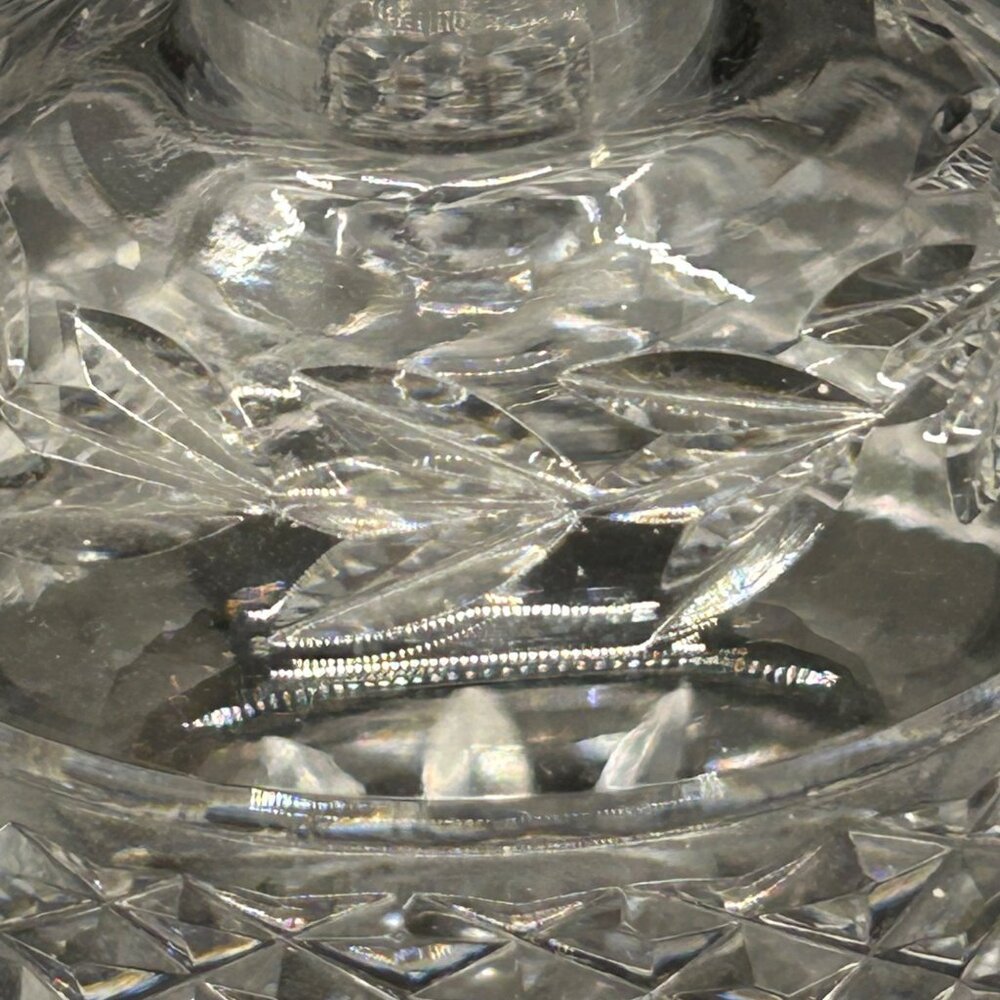 Vintage Cut glass Perfume Bottle Glass Stopper Dauber Diamond Cut Vanity Decor - Picture 12 of 15